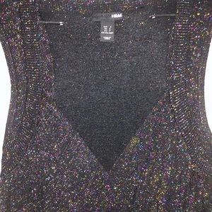 H&M Black/ Multicolor Metallic Body-con Knit Dress